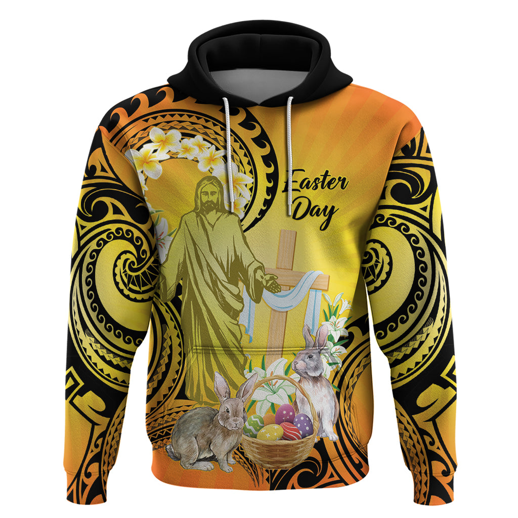 Polynesia Easter Day Zip Hoodie He Is Risen Lilium Longiflorum Polynesian Pattern LT14 Pullover Hoodie Gold - Polynesian Pride