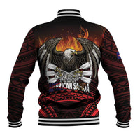 Fautasi Race Day American Samoa Baseball Jacket Bald Eagle Polynesian Tattoo LT14 - Polynesian Pride