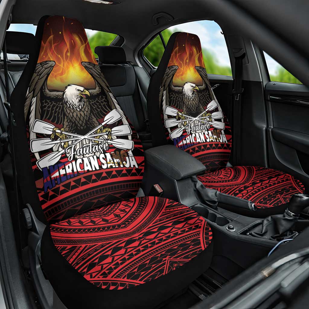 Fautasi Race Day American Samoa Car Seat Cover Bald Eagle Polynesian Tattoo LT14 One Size Black - Polynesian Pride