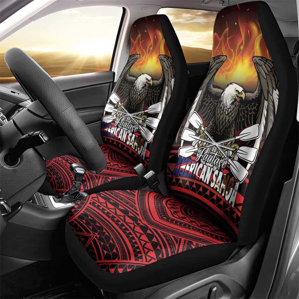 Fautasi Race Day American Samoa Car Seat Cover Bald Eagle Polynesian Tattoo LT14 - Polynesian Pride