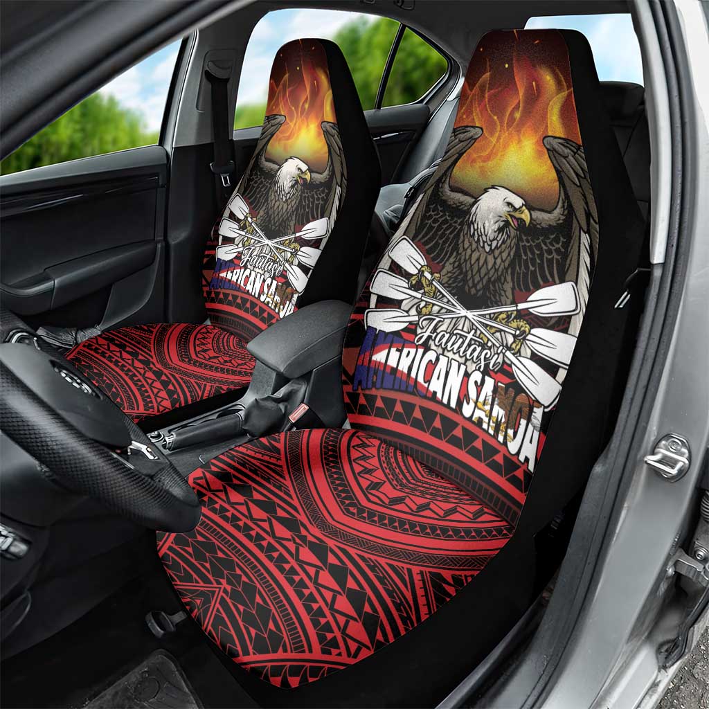 Fautasi Race Day American Samoa Car Seat Cover Bald Eagle Polynesian Tattoo LT14 - Polynesian Pride