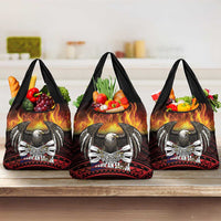 Fautasi Race Day American Samoa Grocery Bag Bald Eagle Polynesian Tattoo LT14 3-pack One Size Black - Polynesian Pride