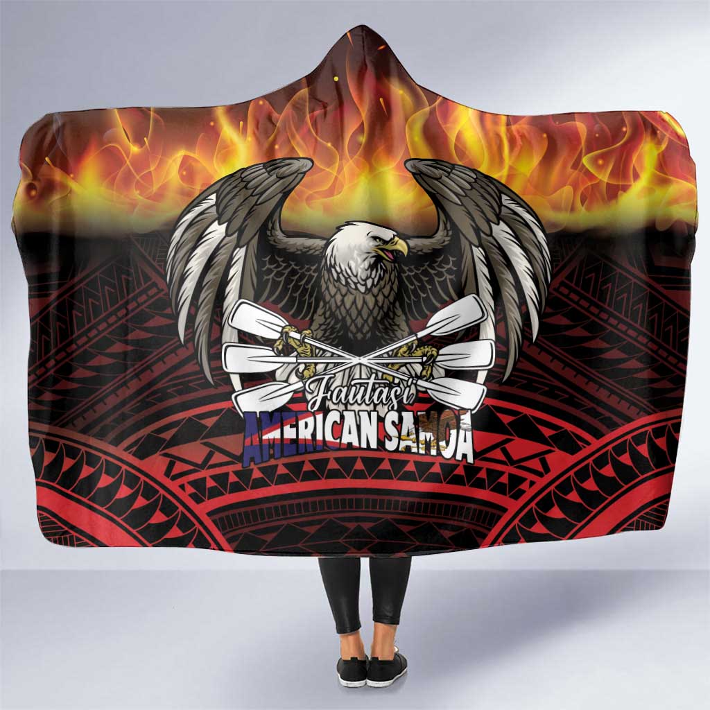 Fautasi Race Day American Samoa Hooded Blanket Bald Eagle Polynesian Tattoo LT14 One Size Black - Polynesian Pride