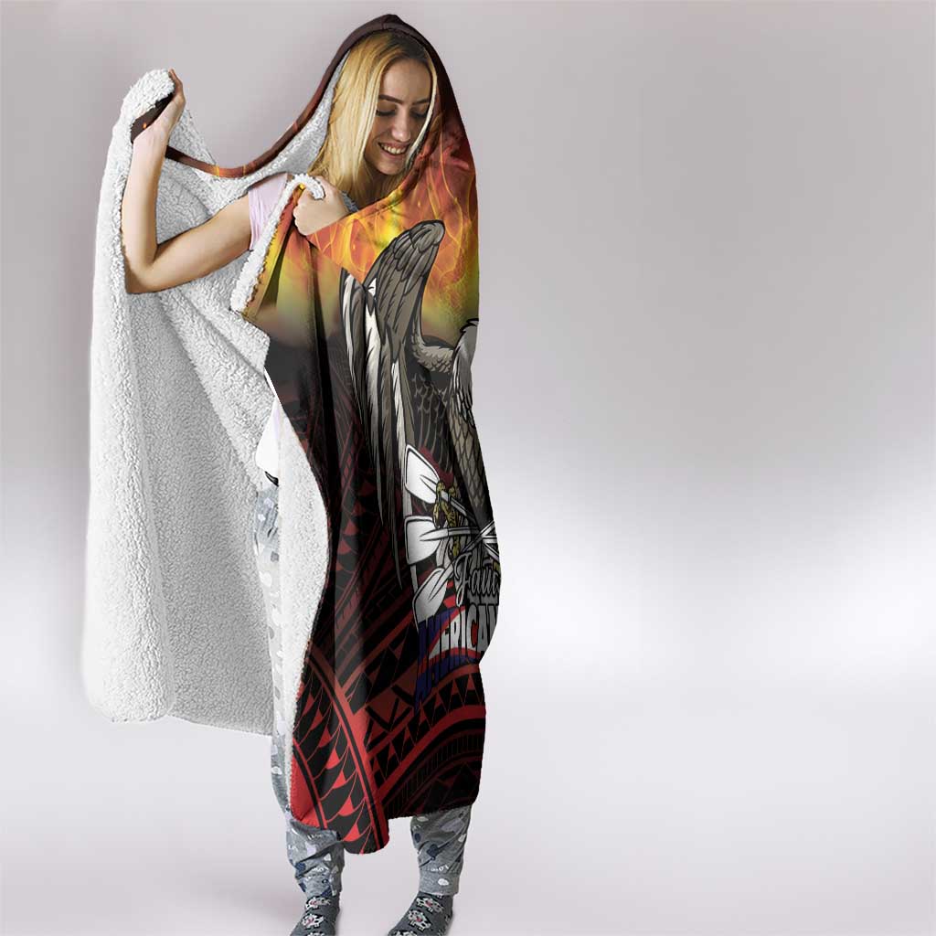 Fautasi Race Day American Samoa Hooded Blanket Bald Eagle Polynesian Tattoo LT14 - Polynesian Pride