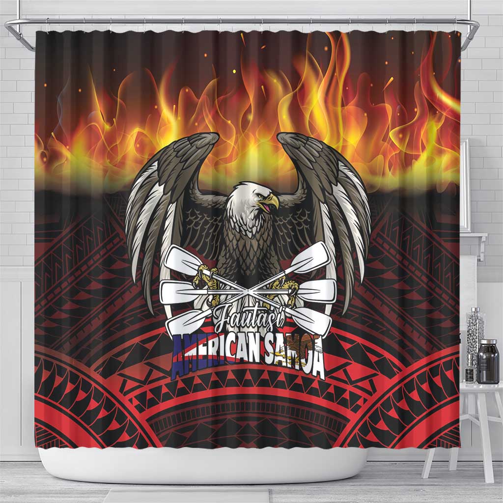 Fautasi Race Day American Samoa Shower Curtain Bald Eagle Polynesian Tattoo LT14 - Polynesian Pride