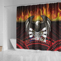 Fautasi Race Day American Samoa Shower Curtain Bald Eagle Polynesian Tattoo LT14 - Polynesian Pride