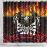 Fautasi Race Day American Samoa Shower Curtain Bald Eagle Polynesian Tattoo LT14 - Polynesian Pride