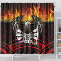 Fautasi Race Day American Samoa Shower Curtain Bald Eagle Polynesian Tattoo LT14 - Polynesian Pride