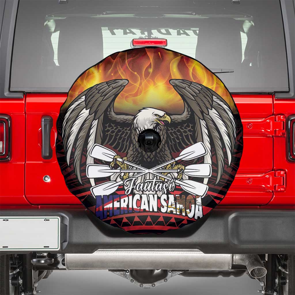 Fautasi Race Day American Samoa Spare Tire Cover Bald Eagle Polynesian Tattoo LT14 - Polynesian Pride
