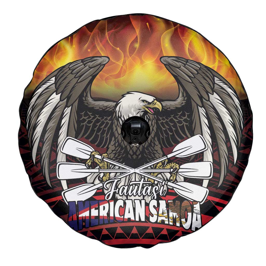 Fautasi Race Day American Samoa Spare Tire Cover Bald Eagle Polynesian Tattoo LT14 - Polynesian Pride