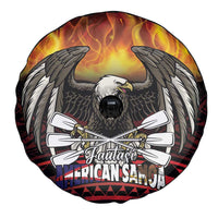 Fautasi Race Day American Samoa Spare Tire Cover Bald Eagle Polynesian Tattoo LT14 - Polynesian Pride