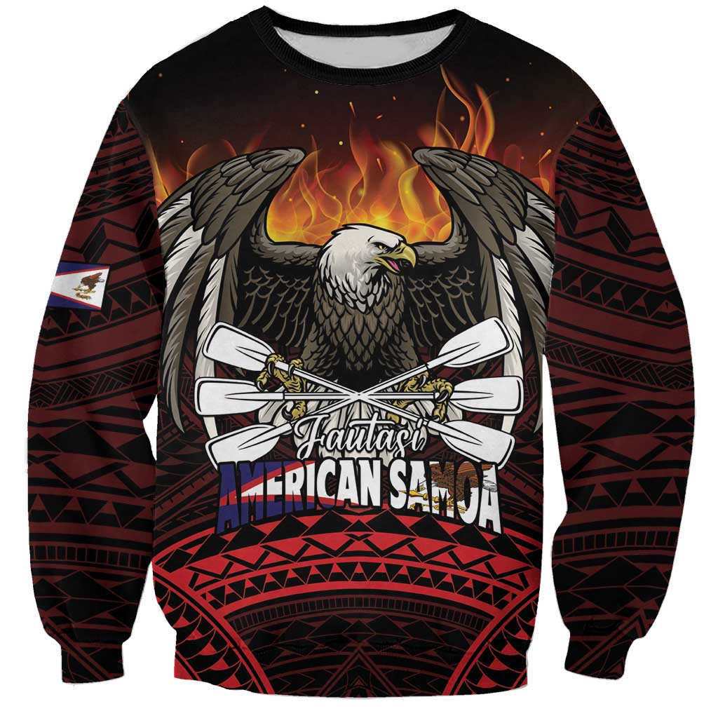 Fautasi Race Day American Samoa Sweatshirt Bald Eagle Polynesian Tattoo LT14 Unisex Black - Polynesian Pride