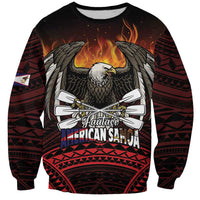 Fautasi Race Day American Samoa Sweatshirt Bald Eagle Polynesian Tattoo LT14 Unisex Black - Polynesian Pride