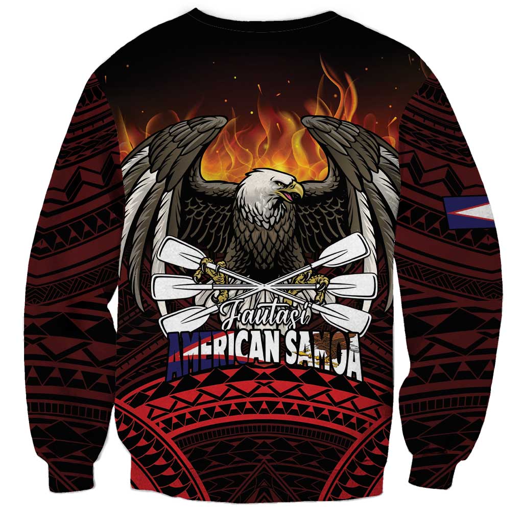 Fautasi Race Day American Samoa Sweatshirt Bald Eagle Polynesian Tattoo LT14 - Polynesian Pride