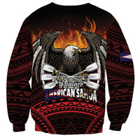 Fautasi Race Day American Samoa Sweatshirt Bald Eagle Polynesian Tattoo LT14 - Polynesian Pride