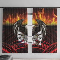 Fautasi Race Day American Samoa Window Curtain Bald Eagle Polynesian Tattoo LT14 With Hooks Black - Polynesian Pride