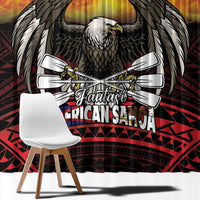 Fautasi Race Day American Samoa Window Curtain Bald Eagle Polynesian Tattoo LT14 - Polynesian Pride