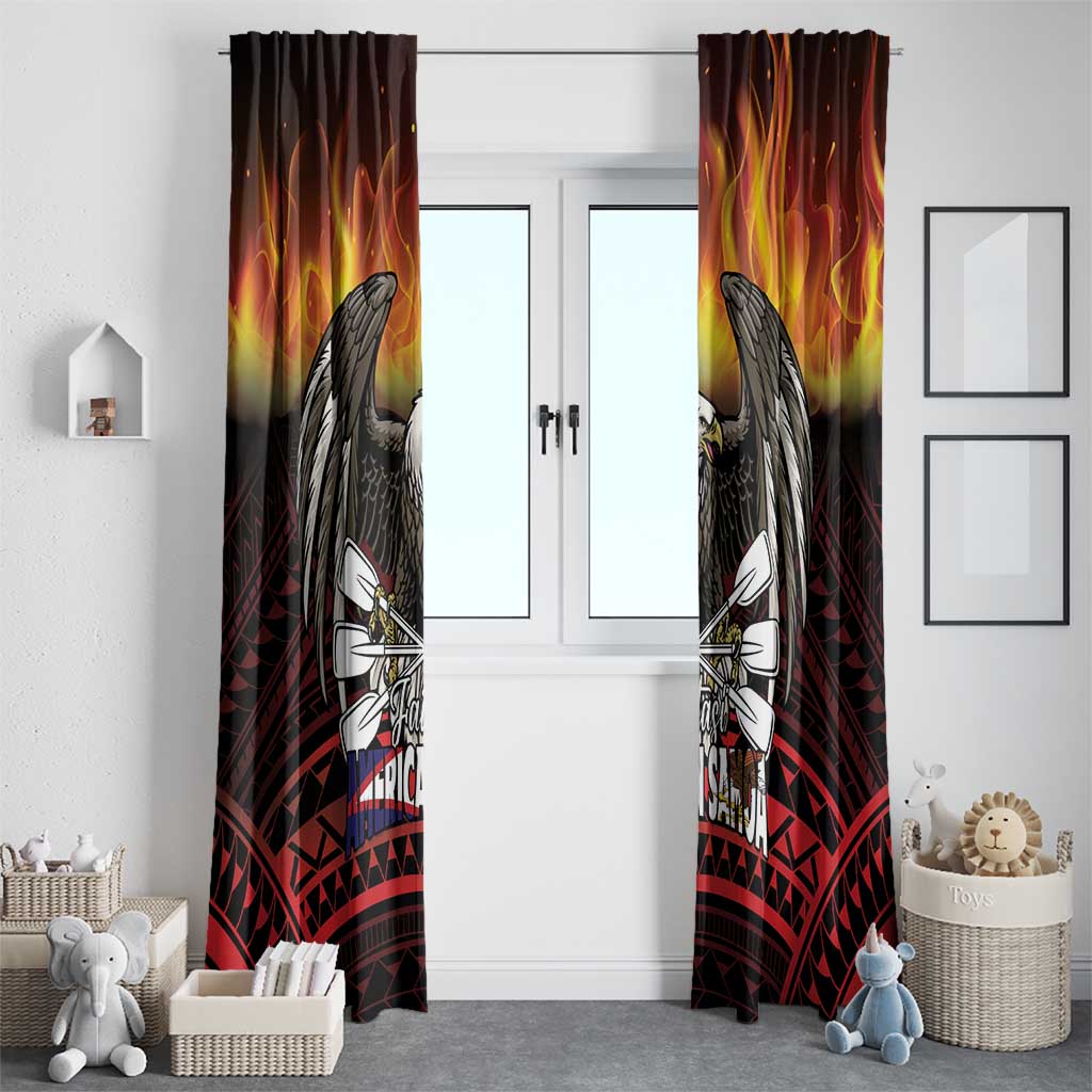 Fautasi Race Day American Samoa Window Curtain Bald Eagle Polynesian Tattoo LT14 - Polynesian Pride