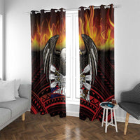 Fautasi Race Day American Samoa Window Curtain Bald Eagle Polynesian Tattoo LT14 With Grommets Black - Polynesian Pride