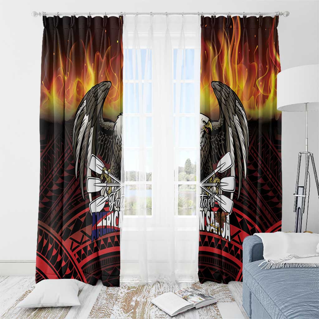 Fautasi Race Day American Samoa Window Curtain Bald Eagle Polynesian Tattoo LT14 - Polynesian Pride