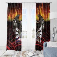 Fautasi Race Day American Samoa Window Curtain Bald Eagle Polynesian Tattoo LT14 - Polynesian Pride