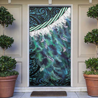 Turquoise Traditional Cloak Aotearoa Door Cover Maori Paua Shell Korowai Pattern LT14 Turquoise - Polynesian Pride