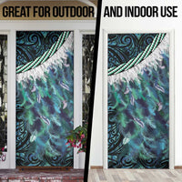 Turquoise Traditional Cloak Aotearoa Door Cover Maori Paua Shell Korowai Pattern LT14 - Polynesian Pride
