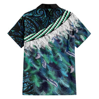 Turquoise Traditional Cloak Aotearoa Hawaiian Shirt Maori Paua Shell Korowai Pattern LT14 - Polynesian Pride
