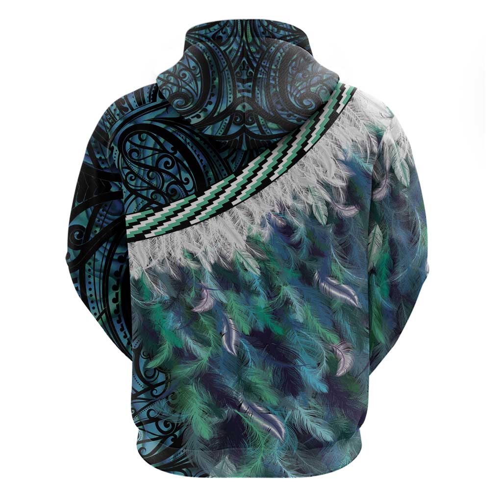 Turquoise Traditional Cloak Aotearoa Hoodie Maori Paua Shell Korowai Pattern LT14 - Polynesian Pride