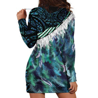 Turquoise Traditional Cloak Aotearoa Hoodie Dress Maori Paua Shell Korowai Pattern LT14 - Polynesian Pride