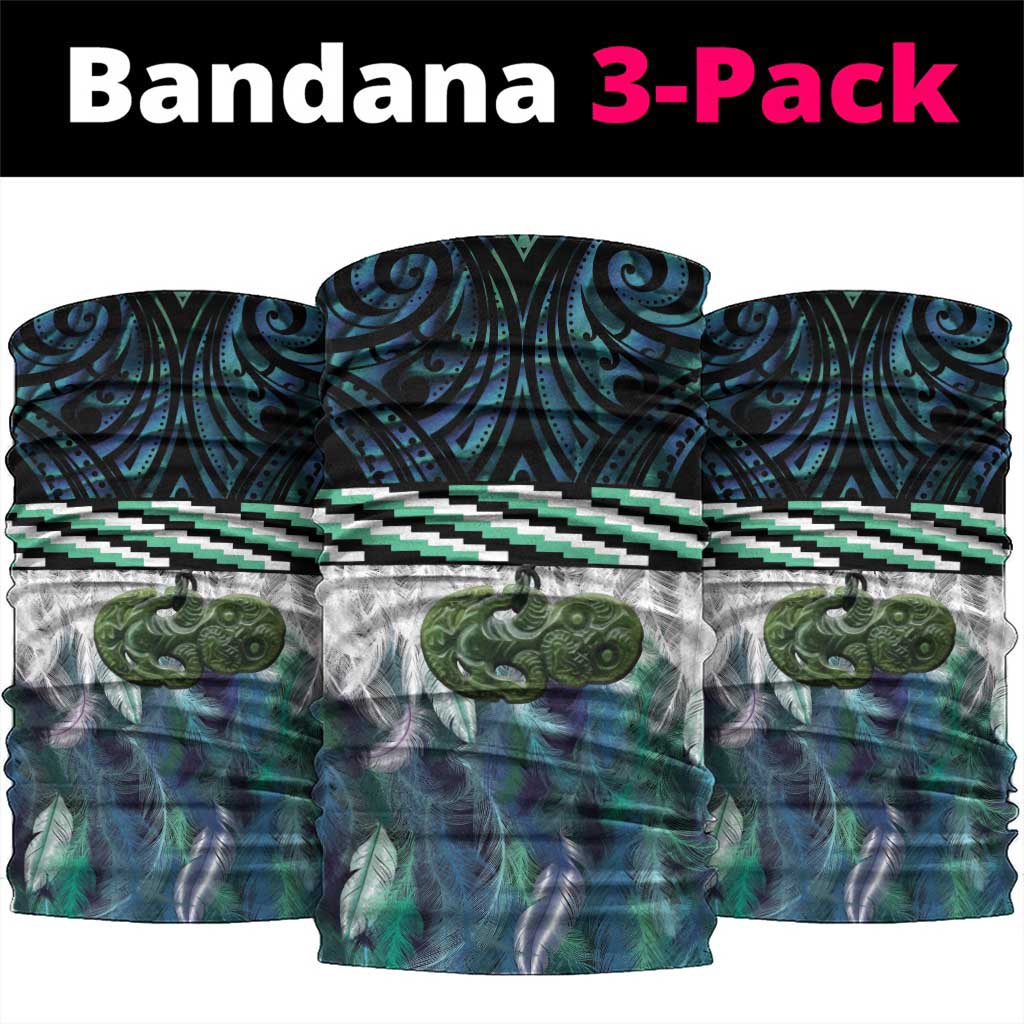 Turquoise Traditional Cloak Aotearoa Neck Gaiter Maori Paua Shell Korowai Pattern LT14 package One Size: 25*50cm Turquoise - Polynesian Pride