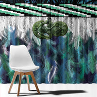 Turquoise Traditional Cloak Aotearoa Window Curtain Maori Paua Shell Korowai Pattern LT14 - Polynesian Pride