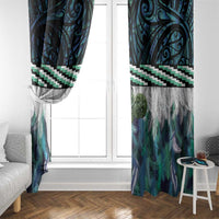 Turquoise Traditional Cloak Aotearoa Window Curtain Maori Paua Shell Korowai Pattern LT14 - Polynesian Pride