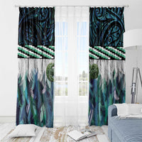 Turquoise Traditional Cloak Aotearoa Window Curtain Maori Paua Shell Korowai Pattern LT14 - Polynesian Pride