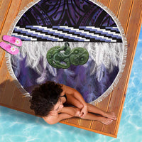 Purple Traditional Cloak Aotearoa Beach Blanket Maori Paua Shell Korowai Pattern LT14 - Polynesian Pride
