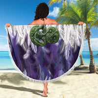 Purple Traditional Cloak Aotearoa Beach Blanket Maori Paua Shell Korowai Pattern LT14 - Polynesian Pride
