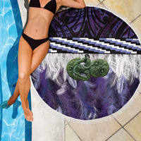 Purple Traditional Cloak Aotearoa Beach Blanket Maori Paua Shell Korowai Pattern LT14 - Polynesian Pride