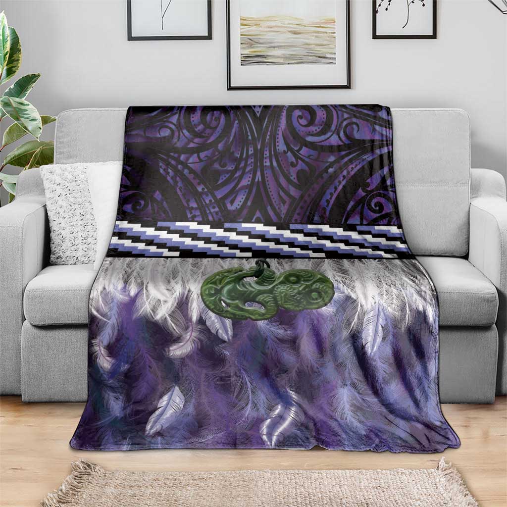 Purple Traditional Cloak Aotearoa Blanket Maori Paua Shell Korowai Pattern LT14 - Polynesian Pride