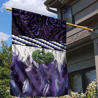 Purple Traditional Cloak Aotearoa Garden Flag Maori Paua Shell Korowai Pattern LT14 - Polynesian Pride