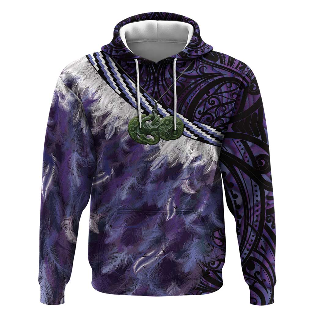 Purple Traditional Cloak Aotearoa Hoodie Maori Paua Shell Korowai Pattern LT14 Pullover Hoodie Purple - Polynesian Pride