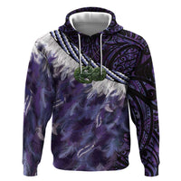 Purple Traditional Cloak Aotearoa Hoodie Maori Paua Shell Korowai Pattern LT14 Pullover Hoodie Purple - Polynesian Pride