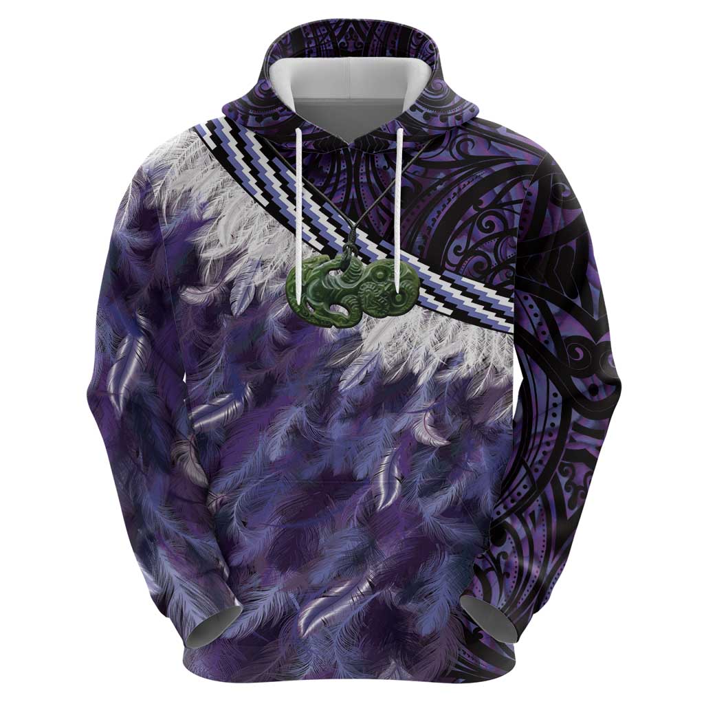 Purple Traditional Cloak Aotearoa Hoodie Maori Paua Shell Korowai Pattern LT14 - Polynesian Pride