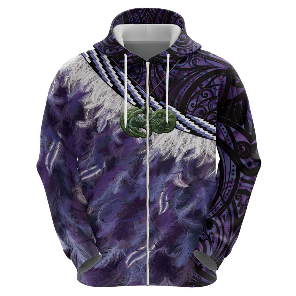 Purple Traditional Cloak Aotearoa Hoodie Maori Paua Shell Korowai Pattern LT14 - Polynesian Pride