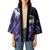 Purple Traditional Cloak Aotearoa Kimono Maori Paua Shell Korowai Pattern LT14 - Polynesian Pride