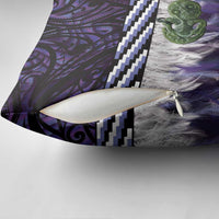 Purple Traditional Cloak Aotearoa Pillow Cover Maori Paua Shell Korowai Pattern LT14 - Polynesian Pride