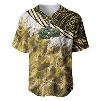 Yellow Traditional Cloak Aotearoa Baseball Jersey Maori Paua Shell Korowai Pattern LT14 Yellow - Polynesian Pride