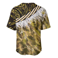 Yellow Traditional Cloak Aotearoa Baseball Jersey Maori Paua Shell Korowai Pattern LT14 - Polynesian Pride