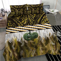 Yellow Traditional Cloak Aotearoa Bedding Set Maori Paua Shell Korowai Pattern LT14 - Polynesian Pride