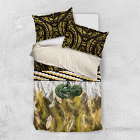 Yellow Traditional Cloak Aotearoa Bedding Set Maori Paua Shell Korowai Pattern LT14 US Twin 172cm x 218cm Yellow - Polynesian Pride