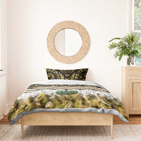 Yellow Traditional Cloak Aotearoa Bedding Set Maori Paua Shell Korowai Pattern LT14 - Polynesian Pride